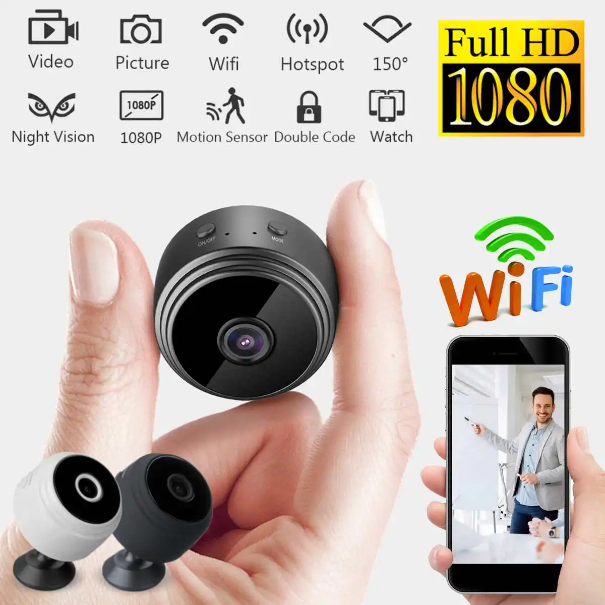 Home Security MINI WIFI 1080P IP Camera Wireless Small CCTV Infrared Night Vision Motion Detection SD Card Slot Audio APP
Home Security MINI WIFI 1080P IP Camera Wireless Small CCTV Infrared Night Vision Motion Detection SD Card Slot Audio APP