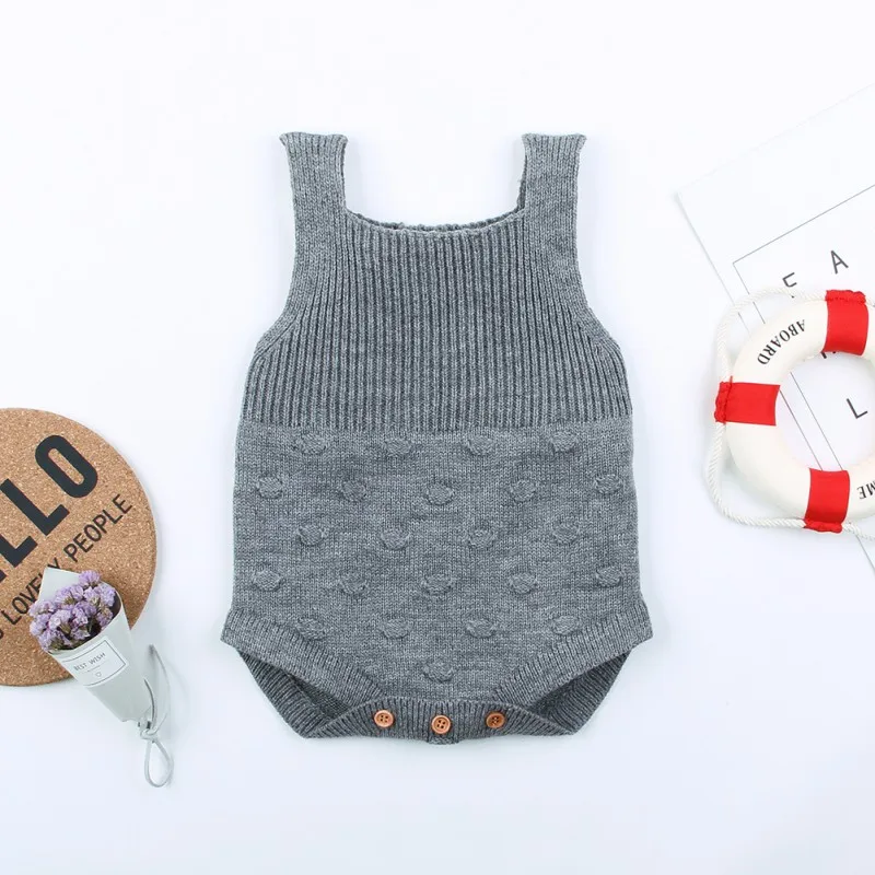 Newborn baby boy girls clothing Baby Boy Girls Clothes Solid Sample Sleeveless Romper Knitting Infant Romper Jumpsuit Outfits