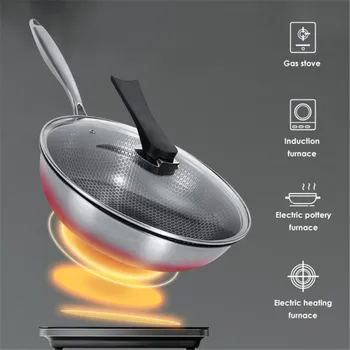VOGVIGO Stainless Steel Wok Non-stick Pan Full Screen Honeycomb Design No Lampblack No Coating Frying Pan Stainless Steel Frying
VOGVIGO Stainless Steel Wok Non-stick Pan Full Screen Honeycomb Design No Lampblack No Coating Frying Pan Stainless Steel Frying