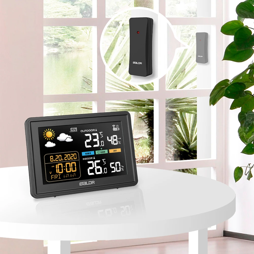 Baldr Wireless Smart Home Weather Station Sensor Hygrometer Thermometer Digital Date Alarm Clock Colorful Barometer Forecast
Baldr Wireless Smart Home Weather Station Sensor Hygrometer Thermometer Digital Date Alarm Clock Colorful Barometer Forecast