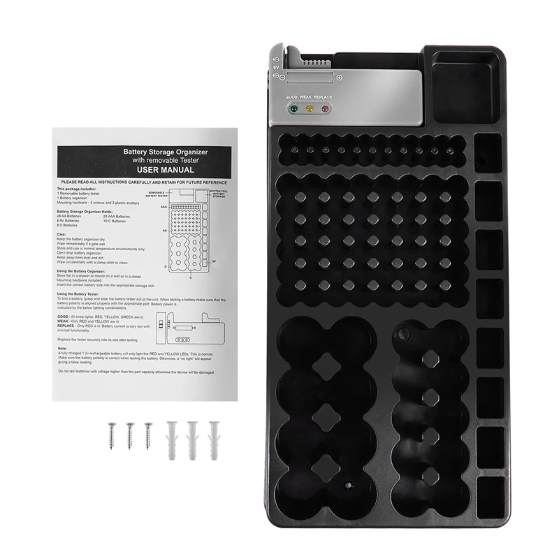 Battery Storage Organizer Holder with Tester - Battery Caddy Rack Case Box Holders Including Battery Checker For AAA AA C D 9V A
Battery Storage Organizer Holder with Tester - Battery Caddy Rack Case Box Holders Including Battery Checker For AAA AA C D 9V A