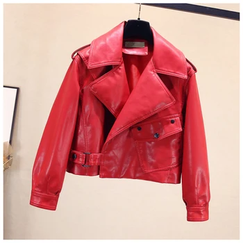 FMFSSOM Spring Autumn Faux Leather Motorcycle Biker Black Red Punk Loose Jacket Turndown Collar Soft Jacket OuterwearWomen
FMFSSOM Spring Autumn Faux Leather Motorcycle Biker Black Red Punk Loose Jacket Turndown Collar Soft Jacket OuterwearWomen
