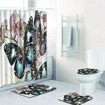 Butterfly Series Bathroom Accessory Set Mat Shower Curtain Toilet Cover Carpet 4 Piece Set Carpet Bath Mat Rugs Machine Washable
Butterfly Series Bathroom Accessory Set Mat Shower Curtain Toilet Cover Carpet 4 Piece Set Carpet Bath Mat Rugs Machine Washable
