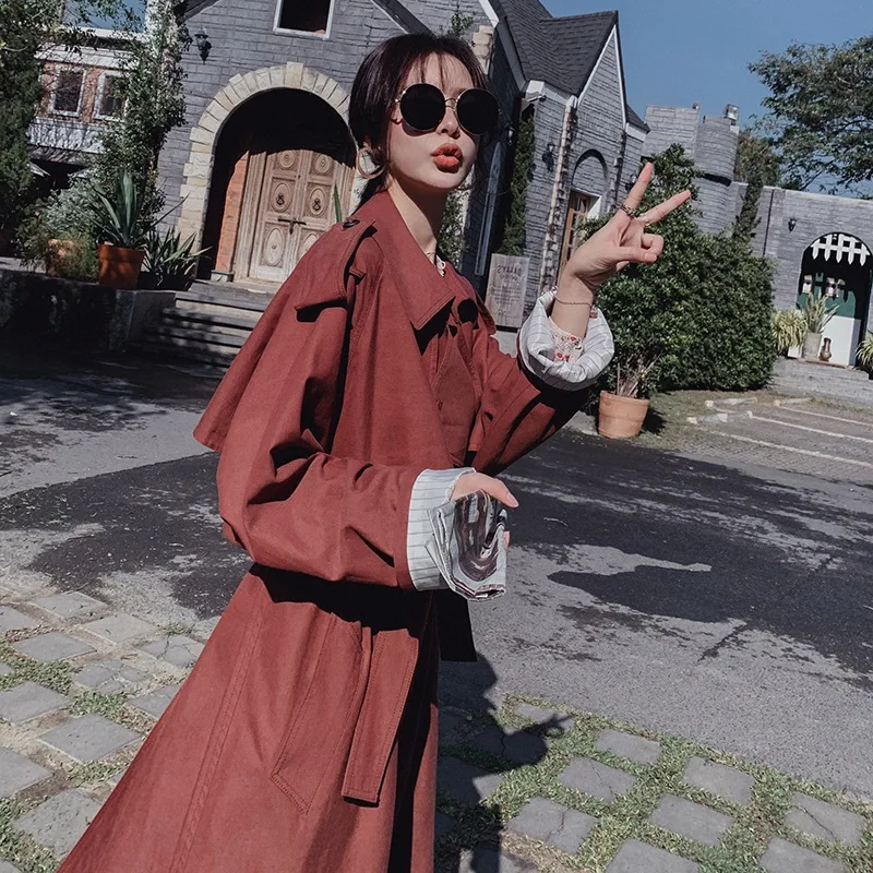 Photo Shoot CHIC Korean-Style Ol Khaki Suit Collar Double Breasted Waist Hugging Lace-up Stripes Cuff Trench Coat Female Spring
Photo Shoot CHIC Korean-Style Ol Khaki Suit Collar Double Breasted Waist Hugging Lace-up Stripes Cuff Trench Coat Female Spring