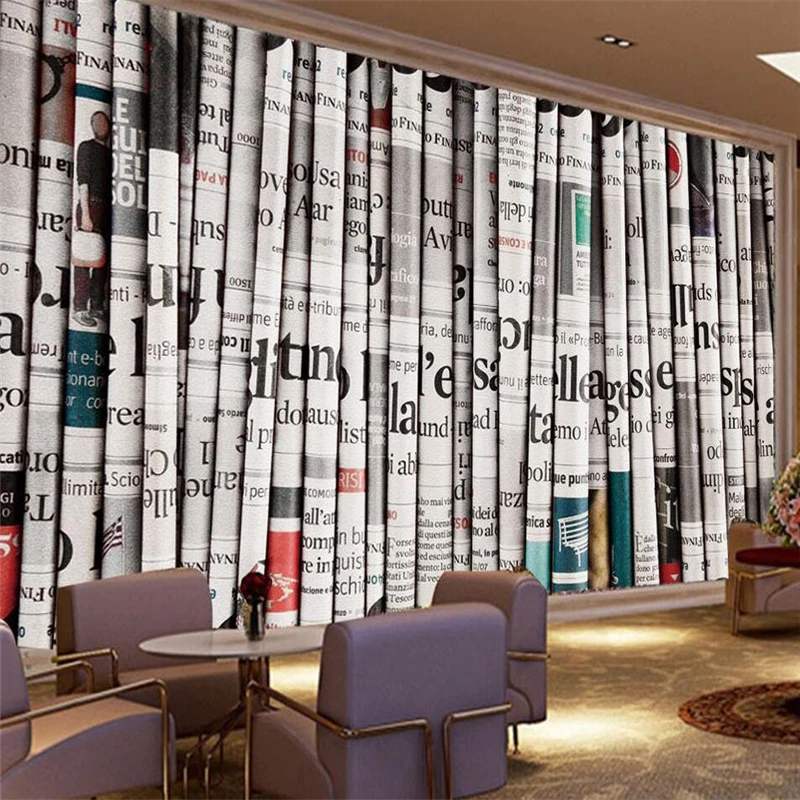 Beibehang-3D-retro-newspaper-background-wall-custom-large-mural-green-silk-cloth-wallpaper-papel-de-parede