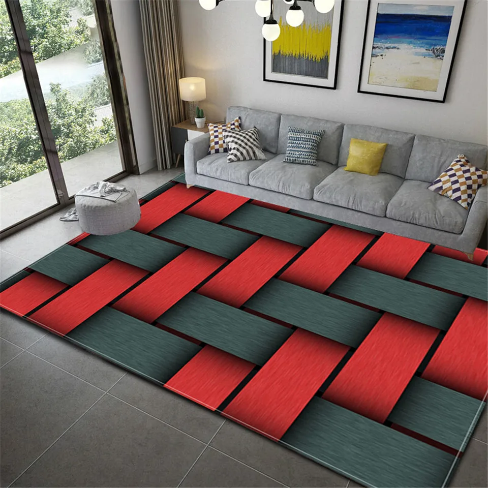 3D Grey Red Plaid Geometric Printed Carpet For Living Room Three-dimensional Abstract Sofa Floor Rug Bedroom Beside Mat 
3D Grey Red Plaid Geometric Printed Carpet For Living Room Three-dimensional Abstract Sofa Floor Rug Bedroom Beside Mat