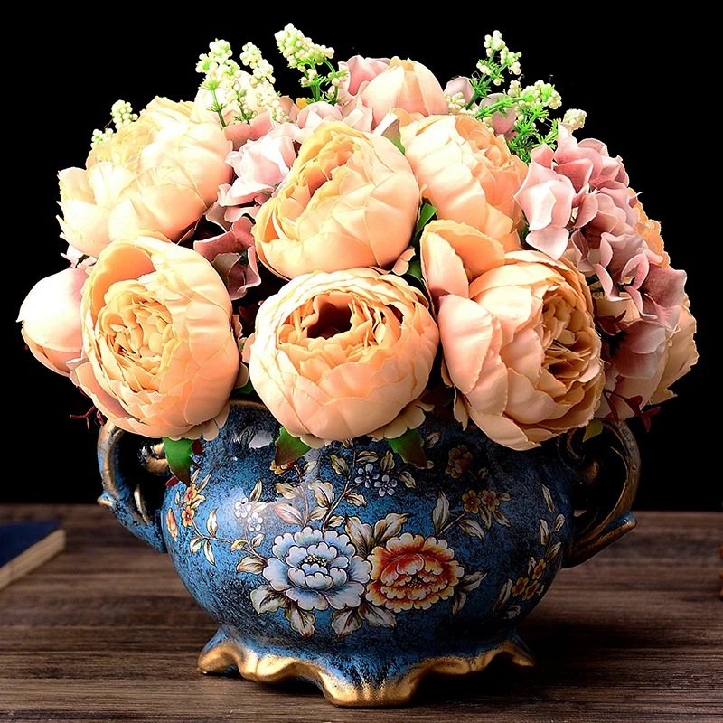 European Creative Ceramic Vase+Artificial Set Flower Decoration Ornaments Home Livingroom Dining Table Flower Arrangement Crafts
European Creative Ceramic Vase+Artificial Set Flower Decoration Ornaments Home Livingroom Dining Table Flower Arrangement Crafts