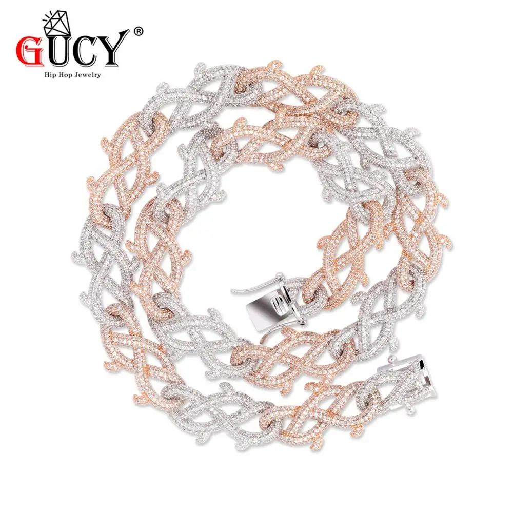 GUCY New Hip Hop Thorn Cuban Chain Necklace Micro Pave CZ Stones All Iced Out Available Necklaces for Men Gifts
GUCY New Hip Hop Thorn Cuban Chain Necklace Micro Pave CZ Stones All Iced Out Available Necklaces for Men Gifts