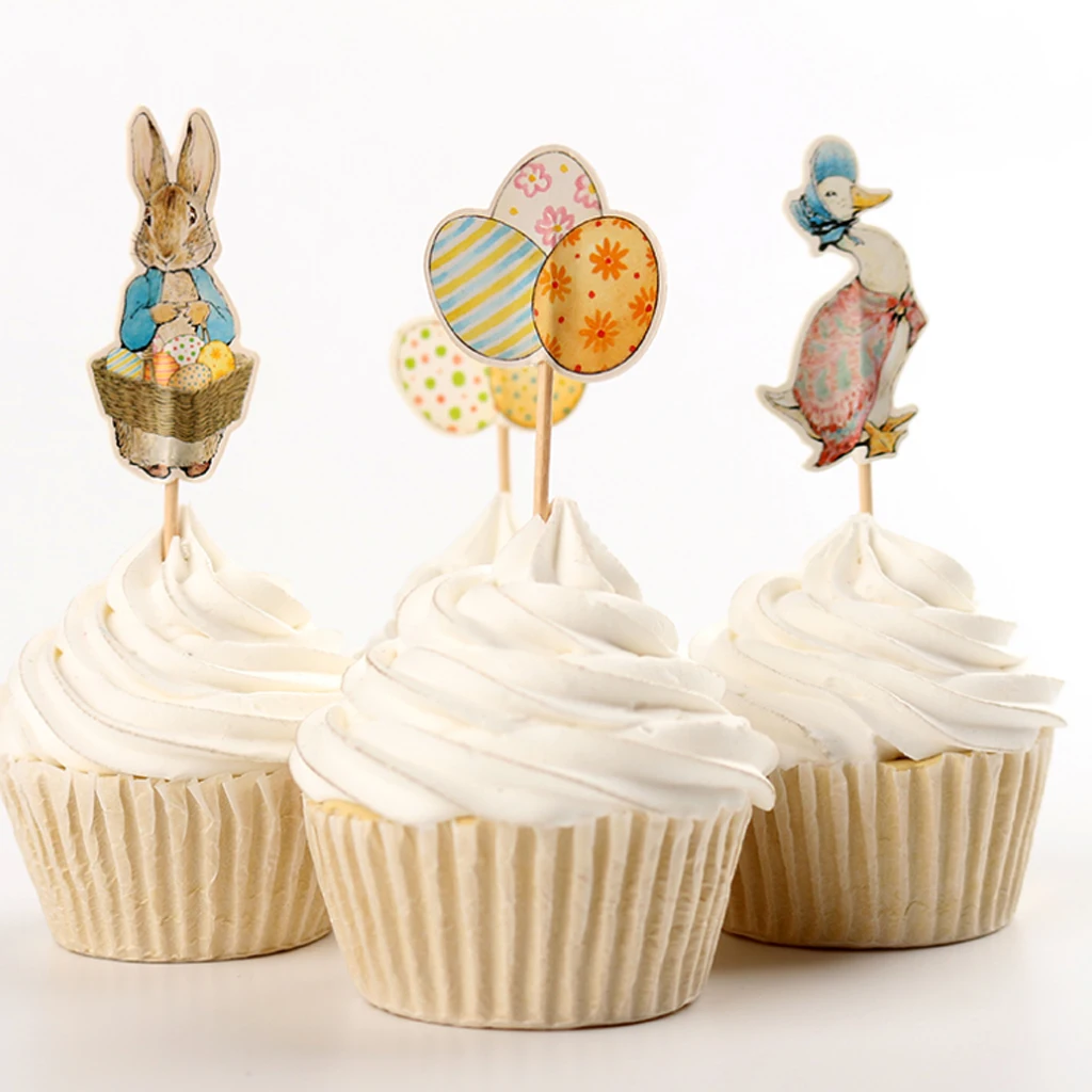 Pack fof 24 Lovely Duck Bunny Rabbit Egg Cupcake Topper Easter Food Sticks Home Party Supplier Pack fof 24 Lovely Duck Bunny Rabbit Egg Cupcake Topper Easter Food Sticks Home Party Supplier