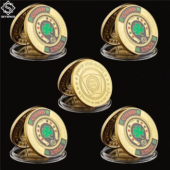 5PCS Poker Card Guard Chips Gold Green Clover Good Luck Challenge Coin Fashion Token Coin Collections
5PCS Poker Card Guard Chips Gold Green Clover Good Luck Challenge Coin Fashion Token Coin Collections