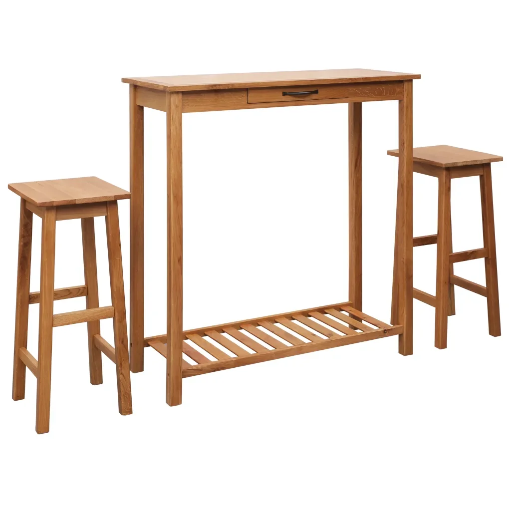 3pcs Simple Bar Set with One Drawer Solid Oak Wood Table for Dining Room Furniture Table for Living Room Durable Home Decor
3pcs Simple Bar Set with One Drawer Solid Oak Wood Table for Dining Room Furniture Table for Living Room Durable Home Decor