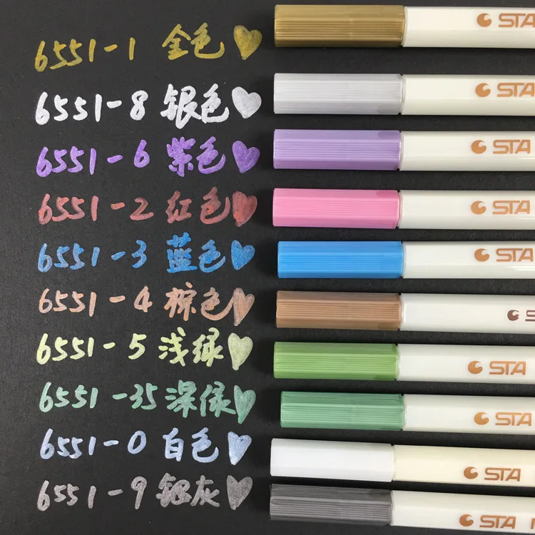 10 Colors Metallic Marker Pen Colored Ink DIY Drawing Watercolor Art For Photo Album Stationery School Supplies | Дом и сад