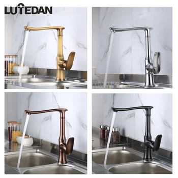 Lutedan Brass 4 color Kitchen Faucet Hot And Cold Water Deck Mounted Mixer Taps Classical Style Torneira Cozinha 
Lutedan Brass 4 color Kitchen Faucet Hot And Cold Water Deck Mounted Mixer Taps Classical Style Torneira Cozinha