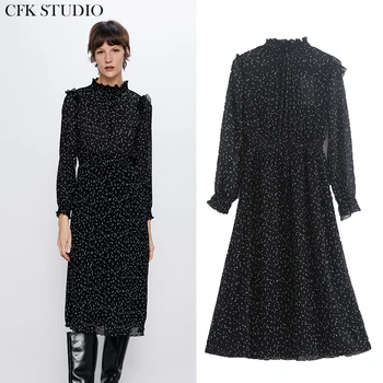 ZA 2020 New Spring Women Chiffon Mididress with Dot Printed Elastic waist Long Sleeve See Through Party Casual Long MidiDress
ZA 2020 New Spring Women Chiffon Mididress with Dot Printed Elastic waist Long Sleeve See Through Party Casual Long MidiDress