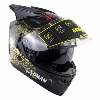 Double Lens Highway Riding casco capacete moto ECE Approved Soman SM960 Full Face Motorcycle Helmet+Spoiler horns 
Double Lens Highway Riding casco capacete moto ECE Approved Soman SM960 Full Face Motorcycle Helmet+Spoiler horns
