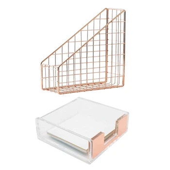 Clear Acrylic Rose Gold Self-Stick Note Pad Holders (Rose Gold) & Rose Gold Electroplated Iron Book Holder Desktop Shelf
Clear Acrylic Rose Gold Self-Stick Note Pad Holders (Rose Gold) & Rose Gold Electroplated Iron Book Holder Desktop Shelf