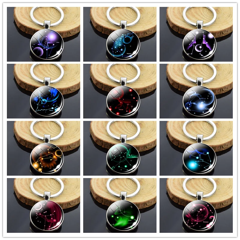 12 Constellations Keychain 12 Planispherepattern Double Side Glass Cabochon Pendant Keyring for Boyfriend Girlfriend Gifts
12 Constellations Keychain 12 Planispherepattern Double Side Glass Cabochon Pendant Keyring for Boyfriend Girlfriend Gifts