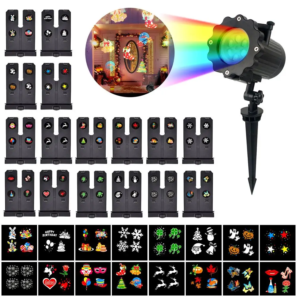 Remote Control 16 Patterns Stage Colorful Film Projection Light Waterproof Spotlight Outdoor Garden Courtyard Lawn Spike Lamp
Remote Control 16 Patterns Stage Colorful Film Projection Light Waterproof Spotlight Outdoor Garden Courtyard Lawn Spike Lamp