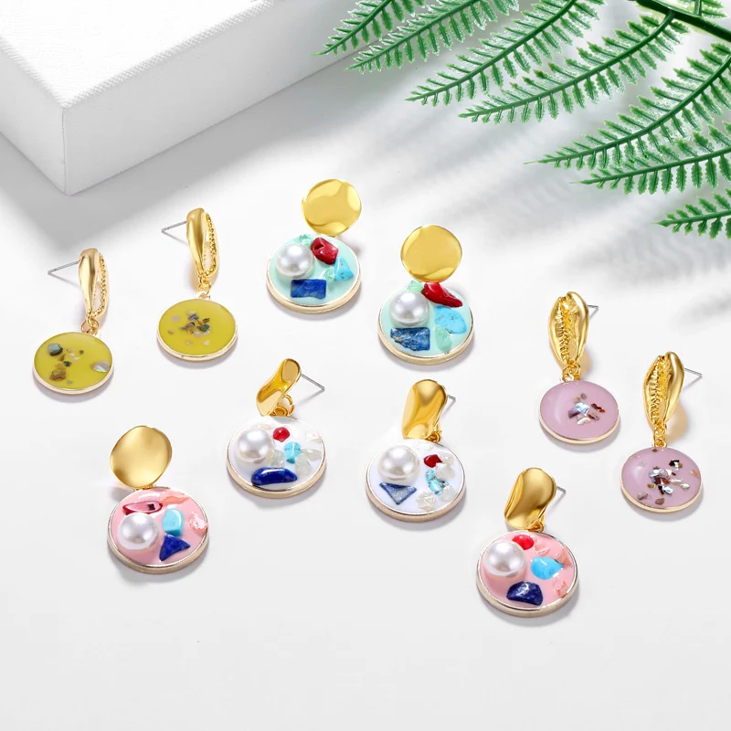 Fashion Korean Earring Gold Round Shell Earrings For Women Imitation Pearl Resin Dangle Earrings Wedding Party Jewelry Wholesale
Fashion Korean Earring Gold Round Shell Earrings For Women Imitation Pearl Resin Dangle Earrings Wedding Party Jewelry Wholesale