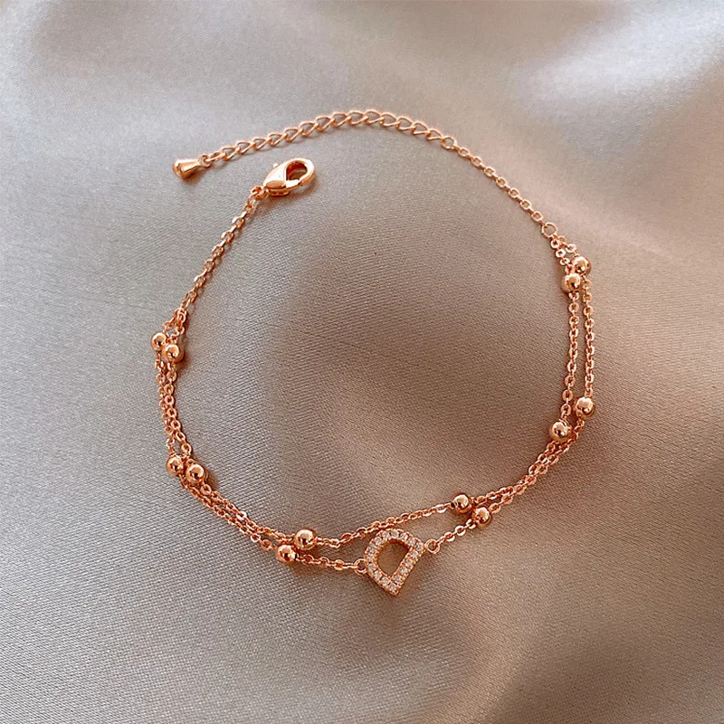 Фото Мода в виде буквы D изготовленные из бисера браслет розового золота Женская