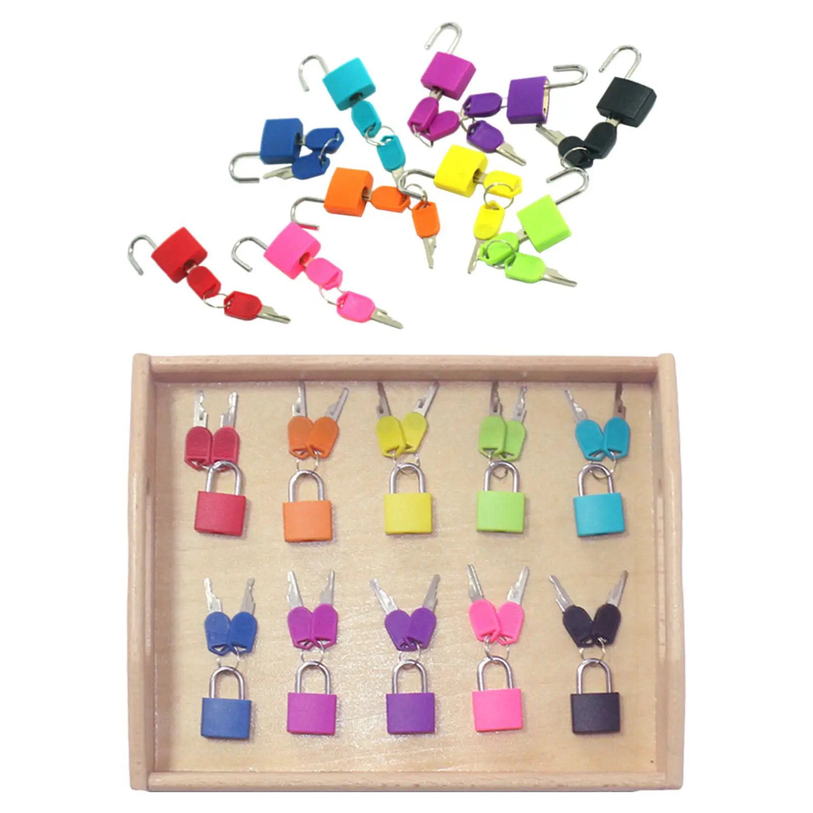 Set of 10 Early Learning Toys Classroom Matching Game Small Locks with Keys Padlock Key for Luggage Lock Suitcase | Игрушки и хобби