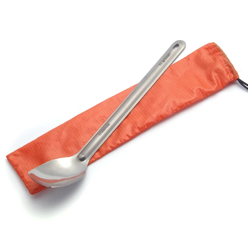 Tiartisan Kitchen Accessories Long Handle Titanium Spoon 225mm Eco-friendly Ultralight Camping Tableware with Storage Bag
Tiartisan Kitchen Accessories Long Handle Titanium Spoon 225mm Eco-friendly Ultralight Camping Tableware with Storage Bag