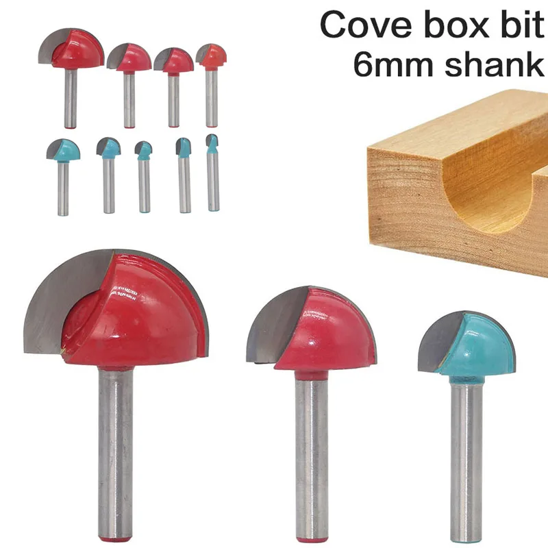 6mm Shank Ball Nose End Mill Round Nose Cove CNC Milling Bit Radius Core Box Solid Carbide Router Bit Tools 4pcs set / 5 pcs Set
6mm Shank Ball Nose End Mill Round Nose Cove CNC Milling Bit Radius Core Box Solid Carbide Router Bit Tools 4pcs set / 5 pcs Set