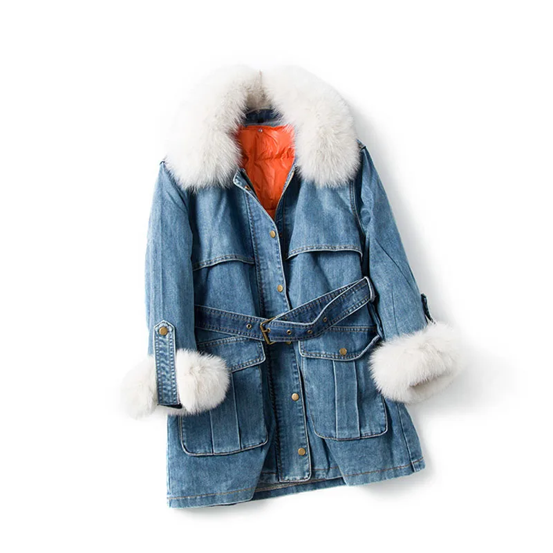 Real Natural Fox Fur Collar 2019 New Down Parka Women Winter Jacket Detachable White Duck Down Liner Denim Jacket Warm Coat
Real Natural Fox Fur Collar 2019 New Down Parka Women Winter Jacket Detachable White Duck Down Liner Denim Jacket Warm Coat