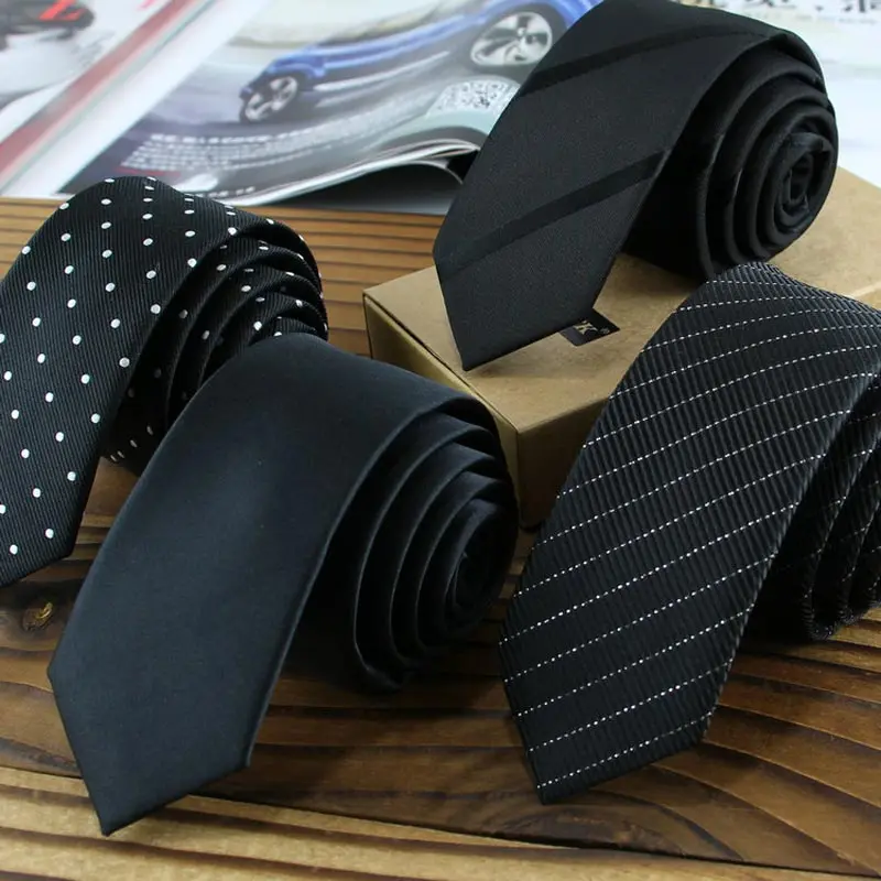 Эксклюзивные Заводские Длинные мужские Узкие галстуки 59 дюймов черный галстук