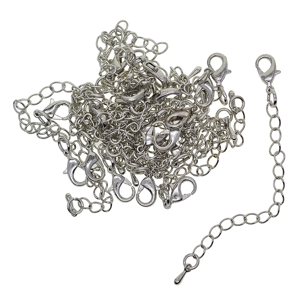 20Pcs Silver Necklace Chain Extender Extension With Lobster Clasp Findings 20Pcs Silver Necklace Chain Extender Extension With Lobster Clasp Findings