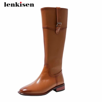 Lenkisen riding boots real leather buckle decorations vintage leisure square toe thick med heel zipper dress knee-high boots L79
Lenkisen riding boots real leather buckle decorations vintage leisure square toe thick med heel zipper dress knee-high boots L79