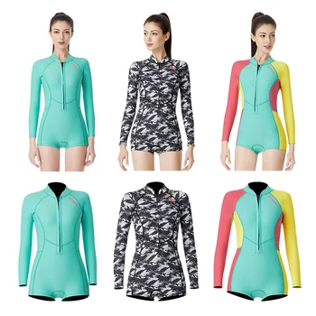 Women Short Wetsuit Front Zip Long Sleeve Diving Swimwear UV Protection Rash Guard for Winter Water Sports Surfing Scuba Diving
Women Short Wetsuit Front Zip Long Sleeve Diving Swimwear UV Protection Rash Guard for Winter Water Sports Surfing Scuba Diving