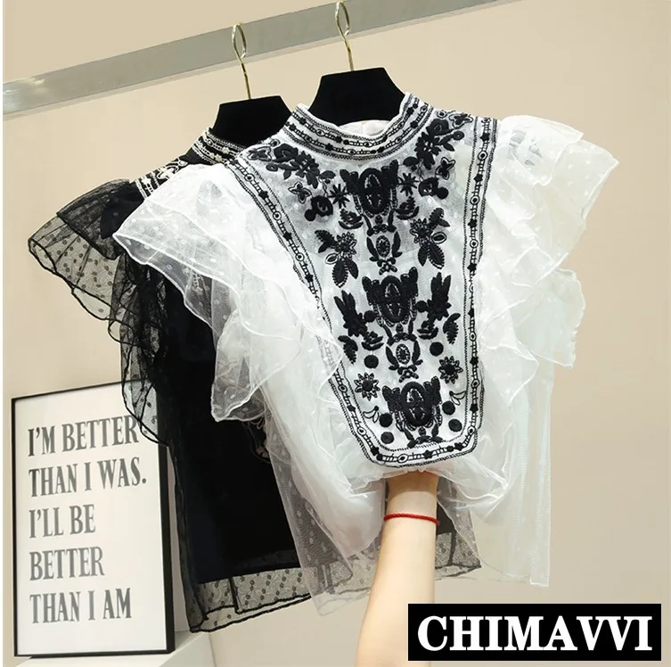 2019 New Spring and Summer Women's Personality Lace Embroidered Sleeveless Mesh Blouse Stand Collar Lace Shirt Tops
2019 New Spring and Summer Women's Personality Lace Embroidered Sleeveless Mesh Blouse Stand Collar Lace Shirt Tops