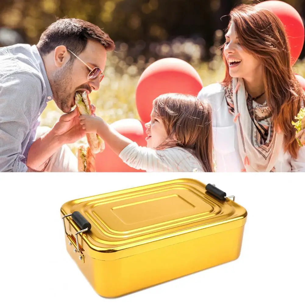 

Aluminum Rectangular Lunch Box Metal Bento Food Picnic Container For Outdoor Portable Travel Camping Picnic