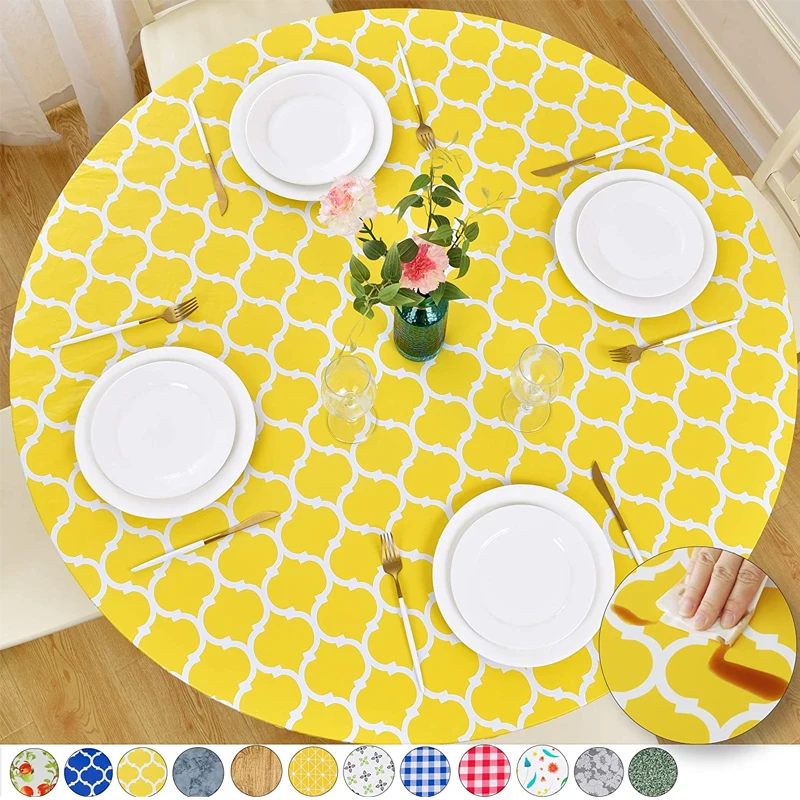 Outdoor Patio Round Fitted Vinyl Tablecloth, Flannel Backing, Elastic Edge, Waterproof Wipeable Plastic Cover, Yellow Checkerboa
Outdoor Patio Round Fitted Vinyl Tablecloth, Flannel Backing, Elastic Edge, Waterproof Wipeable Plastic Cover, Yellow Checkerboa