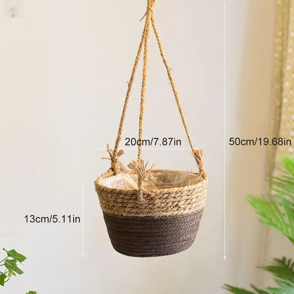 for Succulents Natural Seagrass Hanging Planter Air Plants and Small Cacti Handmade Indoor Flower Pot Holder