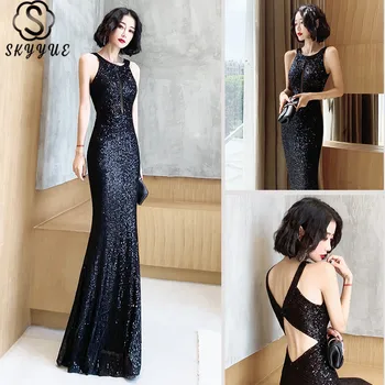 Skyyue Long Dresses Evening Halter Collar Cut-out Plus Size Evening Dresses for Women Sequined Sleeveless Robe De Soiree K098
Skyyue Long Dresses Evening Halter Collar Cut-out Plus Size Evening Dresses for Women Sequined Sleeveless Robe De Soiree K098