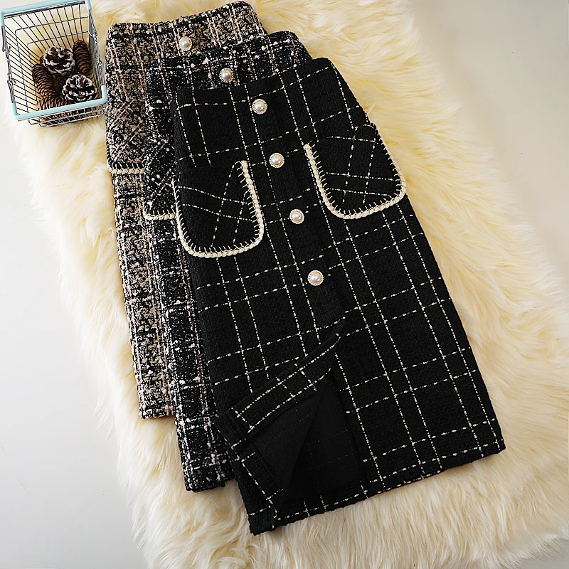 high-waist plaid tweed woolen a-line skirt women autumn winter knee length slim one-step hip skirt
high-waist plaid tweed woolen a-line skirt women autumn winter knee length slim one-step hip skirt