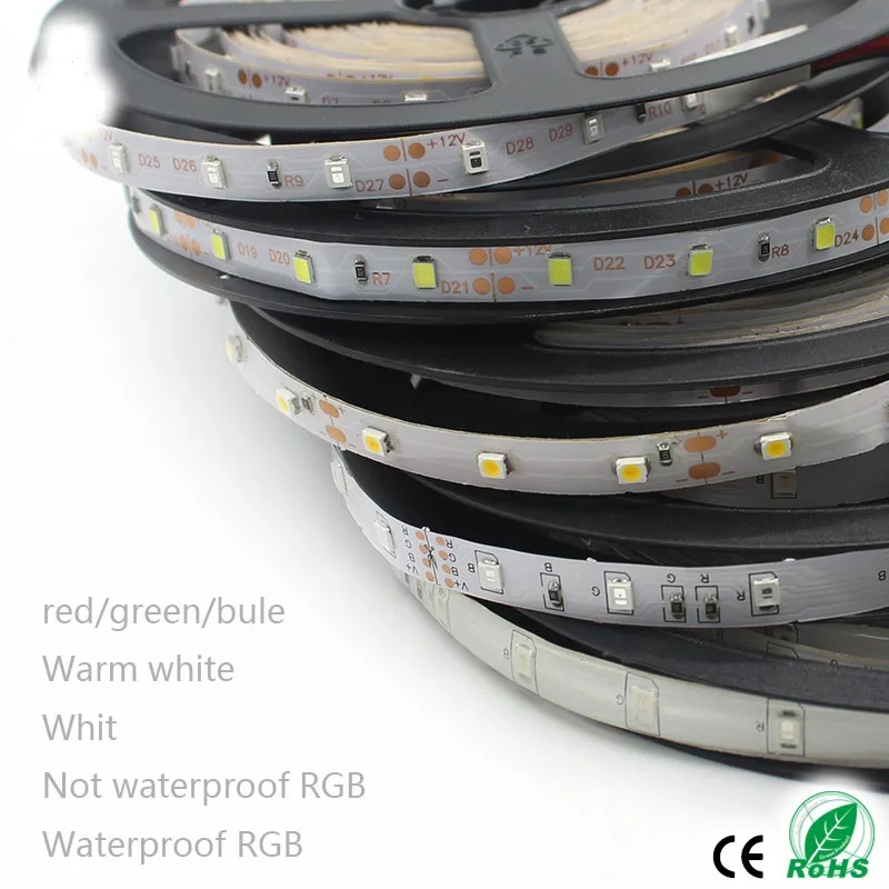 Фото DC 12 V Volt Strip Led Light Tape 2835 RGB Waterproof 1 - 5 M 12V 60LED/M Lamp Diode Flexible TV Backlight | Лампы и освещение