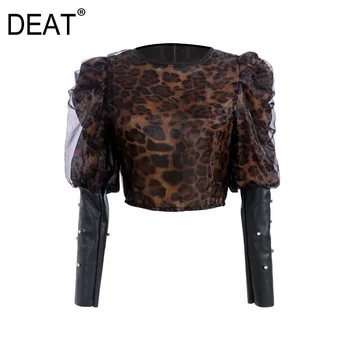 DEAT 2020 round neck spring and summer leopard printed zippers back puff sleeves mesh patchwork shirt female top WM41616L
DEAT 2020 round neck spring and summer leopard printed zippers back puff sleeves mesh patchwork shirt female top WM41616L