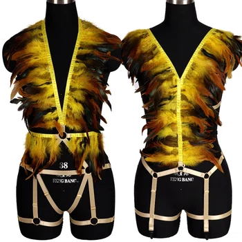 Fashion New Body Harness Bra Feather Garter Belt Top Plus Size Shawl Epaulets Dance Wear Bondage Leg Waist Stockings Buckle
Fashion New Body Harness Bra Feather Garter Belt Top Plus Size Shawl Epaulets Dance Wear Bondage Leg Waist Stockings Buckle
