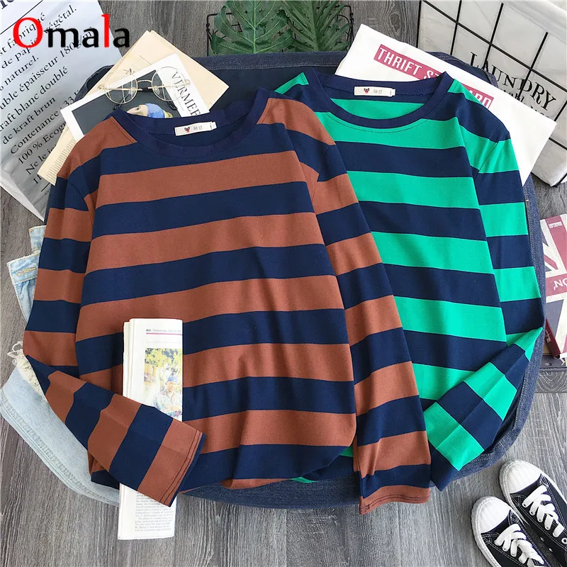 2020 spring long Sleeve shirt women Simple Patchwork stripe T-shirts Korean casual Loose t shirt harajuku Kawaii student tshirt
2020 spring long Sleeve shirt women Simple Patchwork stripe T-shirts Korean casual Loose t shirt harajuku Kawaii student tshirt
