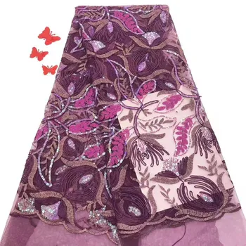 New Superb Soft African Nigerian Mesh Lace Fabric Purple Sequins French Tulle Lace Fabric For Bridal Garment Sewing 
New Superb Soft African Nigerian Mesh Lace Fabric Purple Sequins French Tulle Lace Fabric For Bridal Garment Sewing