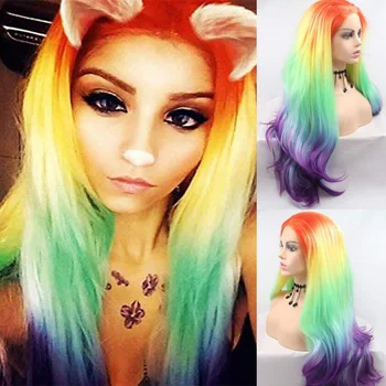 4 Tones Colorful Synthetic Lace Front Wigs for Women Natural Hairline Long Wavy Lace Wig with Free Part Glueless Heat Fiber 24
4 Tones Colorful Synthetic Lace Front Wigs for Women Natural Hairline Long Wavy Lace Wig with Free Part Glueless Heat Fiber 24