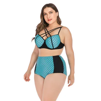 Sexy Plus Size High Waist Swimwear Women Swimsuit Fish Scale Bikini Padded Push-up Halter Solid Bathing Suit Beach Swim Biquini
Sexy Plus Size High Waist Swimwear Women Swimsuit Fish Scale Bikini Padded Push-up Halter Solid Bathing Suit Beach Swim Biquini