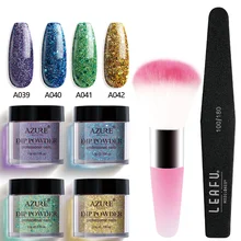 Modelones 6 pçs/lote brilhante glitter holo mergulho em pó prego arte conjunto natural seco gradiente cor do prego pigmento dip pó escova conjunto(China)