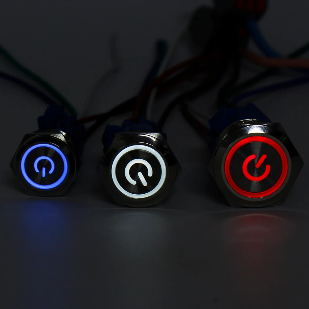 Metal flat head self-locking button switch Waterproof switch of automobile refitting Power switch with LED light Various colors
Metal flat head self-locking button switch Waterproof switch of automobile refitting Power switch with LED light Various colors
