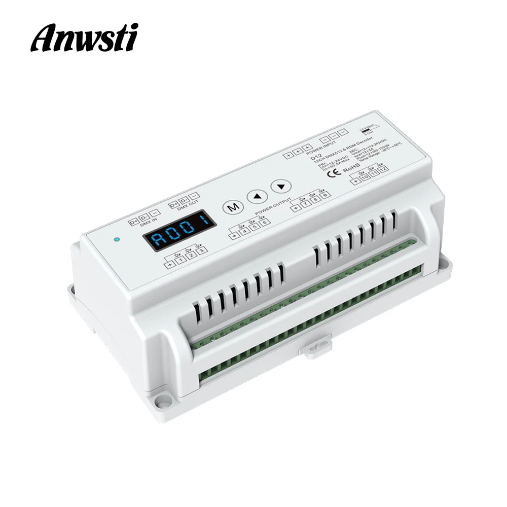Декодер DMX512, 12 каналов, постоянное напряжение, постоянный ток, 12 В, 24 В, С дисплеем, монтаж на Din-рейку, 12-канальный ШИМ-Декодер CV для Настройка адреса DMX
Декодер DMX512, 12 каналов, постоянное напряжение, постоянный ток, 12 В, 24 В, С дисплеем, монтаж на Din-рейку, 12-канальный ШИМ-Декодер CV для Настройка адреса DMX