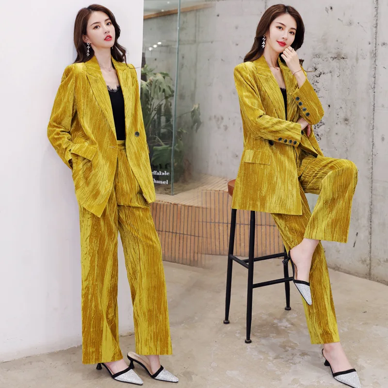 European Goods Set Female Spring 2020 New Style Velvet Suit Wide-Leg Trousers Two-Piece Set Fashion Annual General Meeting Suit
European Goods Set Female Spring 2020 New Style Velvet Suit Wide-Leg Trousers Two-Piece Set Fashion Annual General Meeting Suit