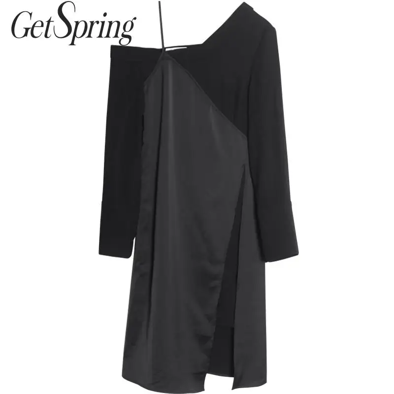GETSPRING Women Dress Slash Neck Split Off Shoulder Asymmetry Dresses Irregular Black Vintage Sexy Long Dresses 2019 New Fashion
GETSPRING Women Dress Slash Neck Split Off Shoulder Asymmetry Dresses Irregular Black Vintage Sexy Long Dresses 2019 New Fashion